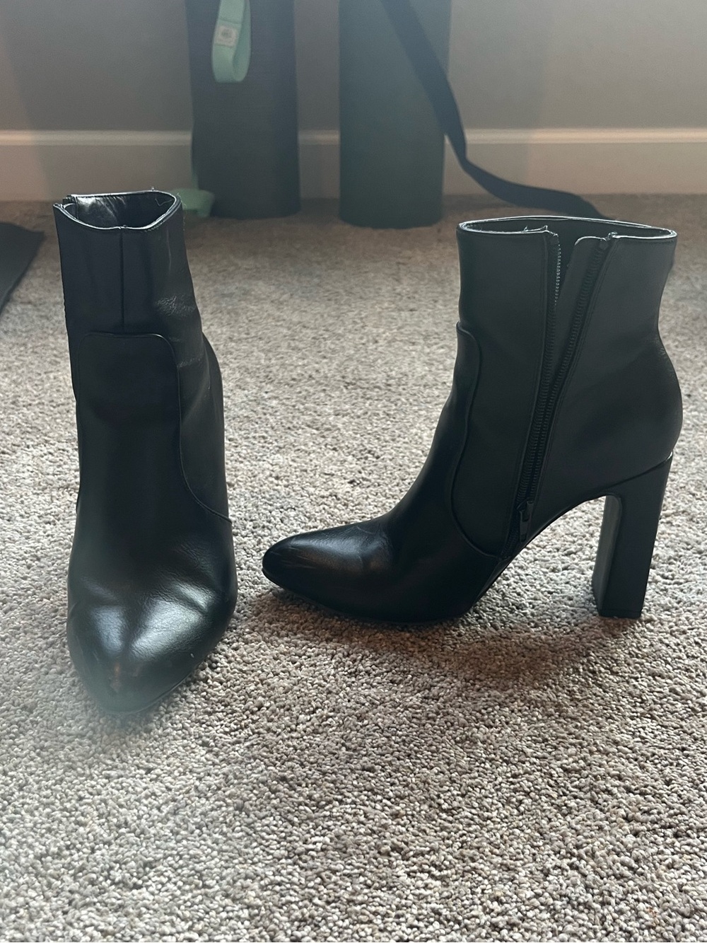 Classic Black Pointed-Toe High-Heel Ankle Booties